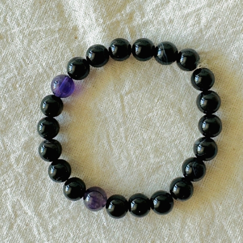 Pulseira Turmalina Negra e Ametista — Proteção e Intuição